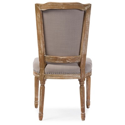 Estelle Weathered Oak and Beige Linen Upholstered Parsons Side Chair