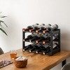 Itopfox 3-Tier Bamboo Wine Rack, Sturdy and Durable Wine Storage Cabinet Shelf for Pantry, Kitchen, Holds 12 Bottles Securely - 2 of 4