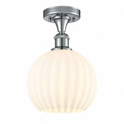 White Venetian - 1 Light Semi-Flush Mount In Modern Style-11.25 Inches Tall and 8 Inches Wide