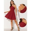 INSPIRE CHIC Women's Christmas Party Elegant Flared Bow One Shoulder Evening Cocktail Dresses - 2 of 4