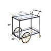 Kitchen Cart with Two Fixed Glass Shelves and Wine Bottle Rack - 3 of 4