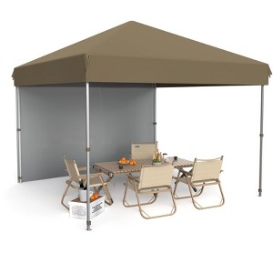 10x10 Pop Up Canopy Tent Outdoor Canopy with Removable Sidewalls Heavy Duty Commercial Instant Tent Shelter (1-Sidewall) - 1 of 4