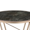 22" Cicatrix Accent Table Faux Black Marble Glass Top Champagne Finish - Acme Furniture: Round, No Assembly, Metal Frame - 2 of 4