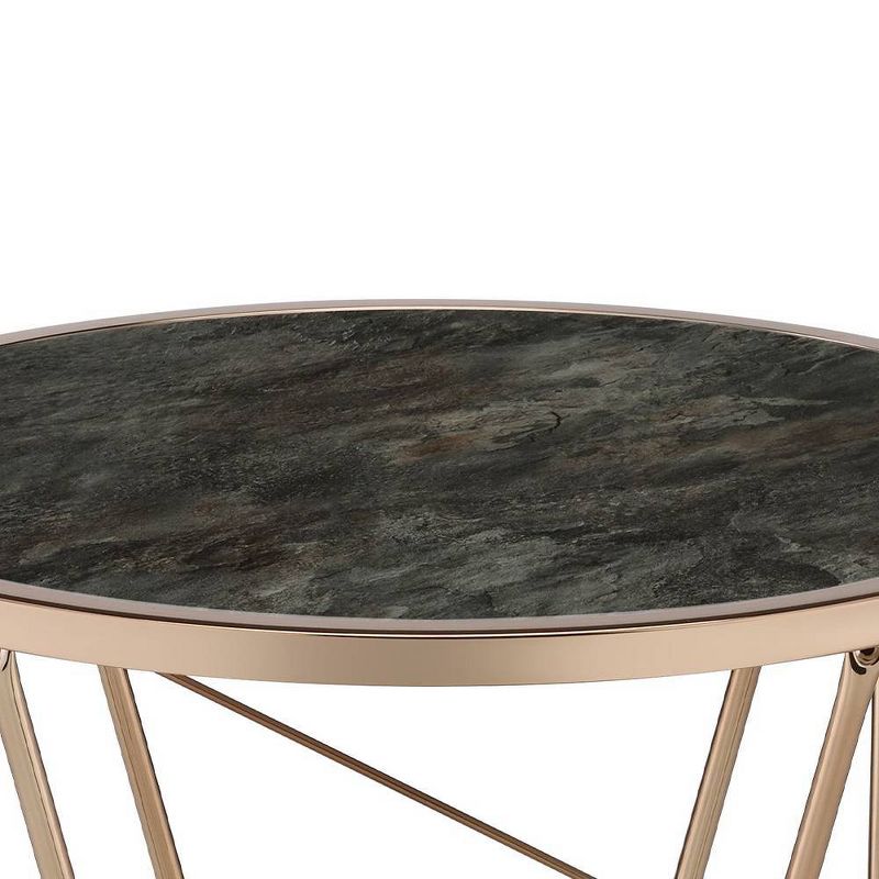 22&#34; Cicatrix Accent Table Faux Black Marble Glass Top Champagne Finish - Acme Furniture, 2 of 10