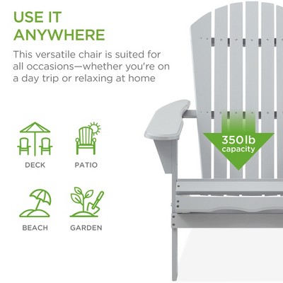 Gray Hemlock Wood Folding Adirondack Chair with Arms