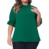 Agnes Orinda Women's Plus Size Work Office Pleated Mock Neck Flounce Sleeve Blouse - 2 of 4