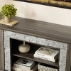 70" Modern TV Stand with 2-Door Storage, Faux Stone Media Console Cabinet, Large Entertainment Center - 3 of 4