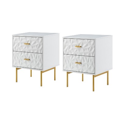 Viviano 25.2'' Tall 2-Drawer Nightstand with two drawers and metal Legs Set of 2|Karat Home