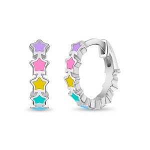 Girls' Star Cascade Huggie Hoop Sterling Silver Earrings - In Season Jewelry - 1 of 2