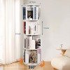 Wooden Rotating Bookshelf, 4-Tier 360° Display Floor-Standing Bookcase, Multi-Functional Storage Organizer for Kids and Adults in Living Room,white - 3 of 4
