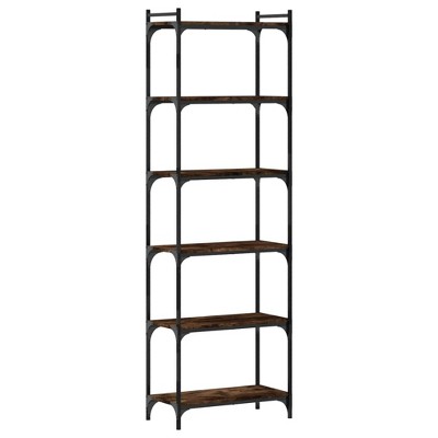 vidaXL 6-Tier Smoked Oak Bookcase - Stylish Industrial Display Shelf, Engineered Wood and Metal