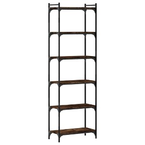 vidaXL 6-Tier Smoked Oak Bookcase - Stylish Industrial Display Shelf, Engineered Wood and Metal - 1 of 4