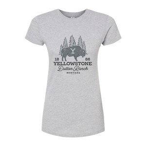 Women's - Yellowstone - Dutton Ranch Bison Sketch Fitted Graphic T-Shirt - 1 of 3