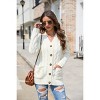 Clearlove Classic Comfort Women's Cable Knit Cardigan Sweater with Pockets Oversized Button Front Cozy Long Sleeve Cover Up - 3 of 4