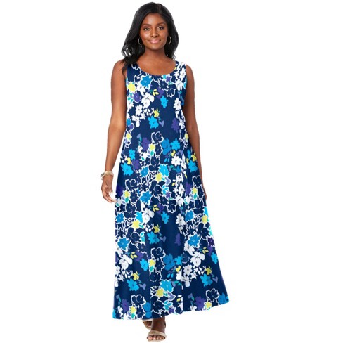 Jessica London 14 2024 Navy Floral Maxi Dress