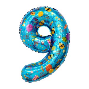 Unique Bargains Number 9 Foil Balloon Blue 1 Pc : Target