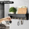 LunaLulinlk Decorative Key Holder Wall Mount with Shelf - Modern Hanging Mail Organizer with 5 Hooks (Black) - 4 of 4