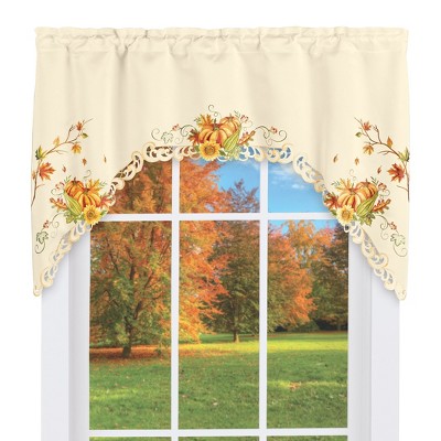 Collections Etc Embroidered Pumpkins Floral Café Kitchen Curtains