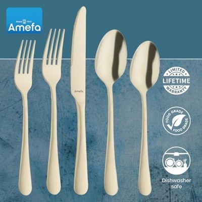 Amefa Austin 20-Piece Flatware Set, Service for 4 - Elegant Satin Finish Silverware, Durable Stainless Steel Dishwasher Safe Cutlery Set - (Champagne)