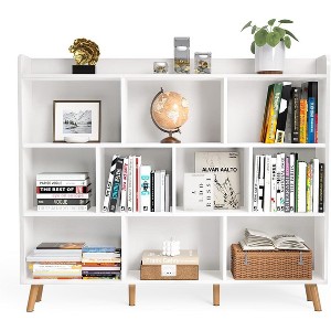 10-Cube Open Bookcase Bookshelf, Freestanding Cube Storage Organizer with Wood Shelves for Living Room & Bedroom, White - 1 of 1