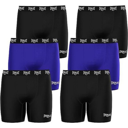 Everlast Mens Boxer Briefs Breathable Underwear for Men Value 6 Pack Active  Performance Dri Fusion Tech Mens Underwear - Black-Blue - L