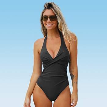 Women's Deep V Neck One Piece Swimsuit - Cupshe : Target