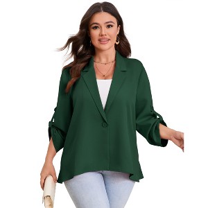 Womens Plus Size Blazers Adjustable Long Sleeve Classic Draped Open Front Lightweight Cardigans Jacket - 1 of 4