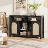 52" Rattan Sideboard Buffet Cabinet with Drawer, Wine Racks & Open Shelves, Boho Storage for Dining or Living Room - 3 of 4