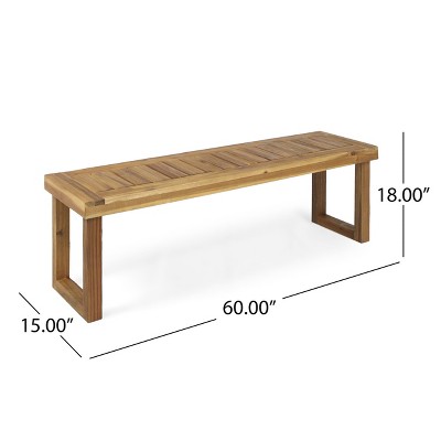 Kemp Natural Acacia Wood Outdoor Bench with Wire-Brush Finish