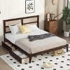 Platform Bed King Frame With Rattan Headboard, Platform Bed Storage With 2 Drawers, Wood Bed With Enhanced Support Salts And Feet-Cuddlewood - 3 of 4