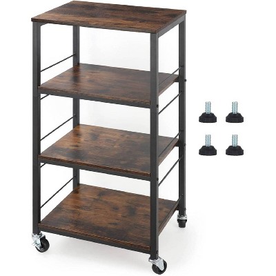 Image of NEX 4 Tier Organizer Cart on Casters with Fixed Rack Brown