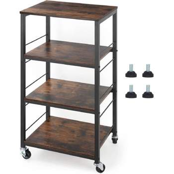 NEX 4 Tier Organizer Cart on Casters with Fixed Rack Brown