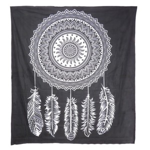 HomeRoots 92" X 84" Black And White Abstract Cotton Hanging Tapestry - 1 of 3