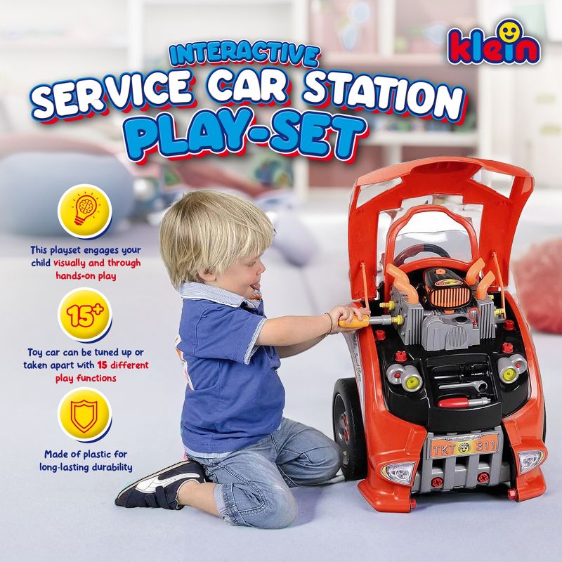 Theo Klein Interactive Toddler Toy Car and Engine Service Maintenance Station and Play Set with Kids Tools Included, Red, 2 of 7