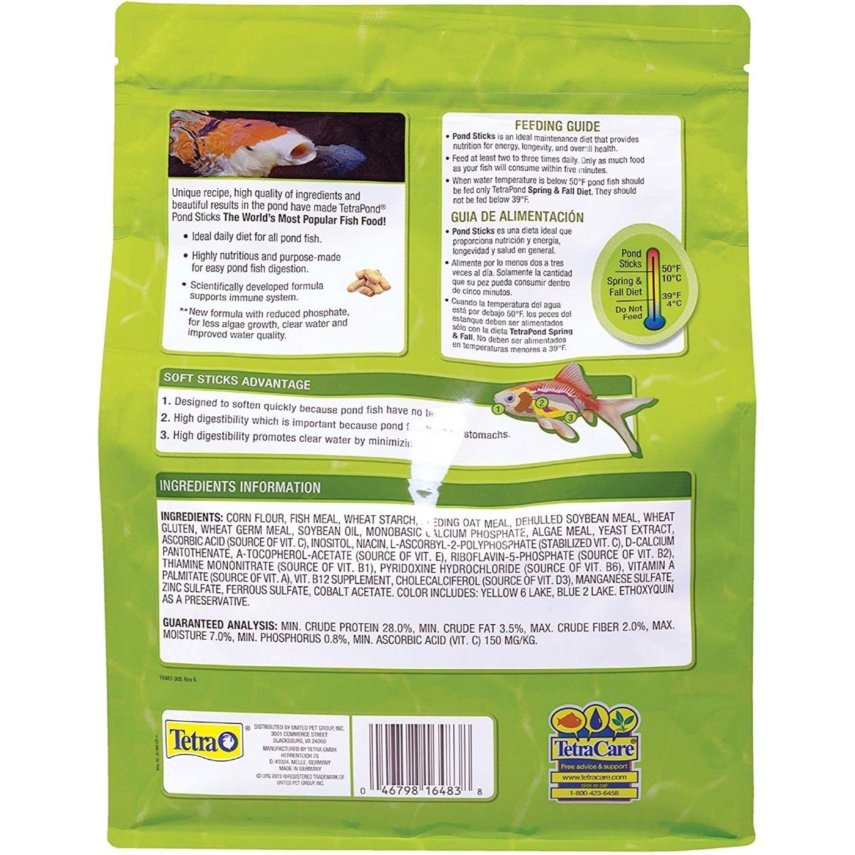 TetraPond Pond Sticks Fish Food for Goldfish and Koi, 1.72lbs - thumbnail 3