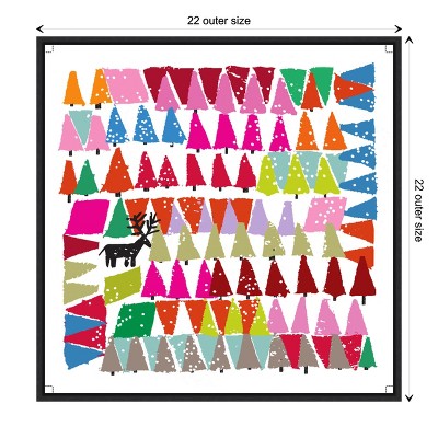 Colorful Christmas Trees Canvas Print with Black Frame