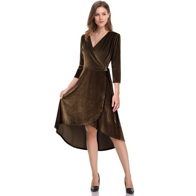 Women's Velvet V-Neck Formal Cocktail Party Dress