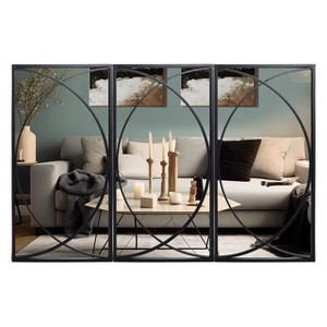 LuxenHome 3-Piece Black Metal Rectangular Wall Mirror Set - 1 of 4