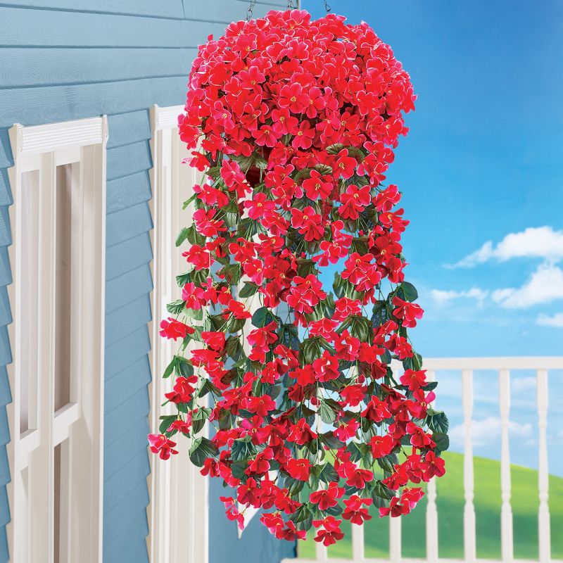 Collections Etc Set Of 2 Floral Hanging Bushes, 2 of 4