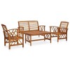vidaXL 4 Piece Lounge Set in Solid Acacia Wood - Outdoor Patio Furniture Set with Bench, Chairs, and Coffee Table - Sturdy, Durable & Comfortable - 2 of 4