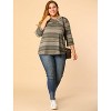 Agnes Orinda Women's Plus Size Comfy Knit 3/4 Sleeve V Neck Stripe Boho Casual Blouse - 3 of 4