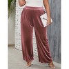 Plus Size Women Pants Elastic Waist Velvet Wide Leg Long Trousers - 3 of 4