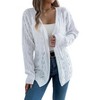 Coolmee Women Knit Lightweight Crochet Cardigan Long Sleeve Open Front Oversized Sweaters Cardigan S White - 2 of 4