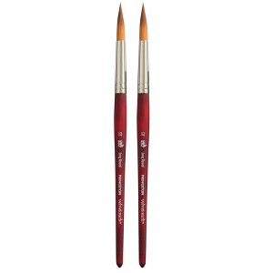 Princeton Velvetouch Long Round Brush, Synthetic Bristles, Short Handle Mixed Media Paintbrush, Scarlet, Size 12, Pack of 2 - 1 of 4