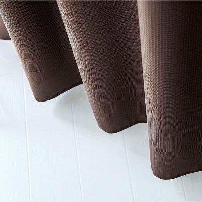 Brown Waffle Weave Shower Curtain with Detachable Liner