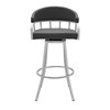 30" Faux Leather Swivel Modern Bar and Counter Stool with Footrest and Brushed Stainless Steel Finish for Kitchen Island - 2 of 4