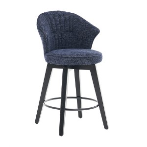 Lyngins Wingback Swivel Bar Stools Set of 2 with Curved Backrest,Kitchen Chairs with Wood Legs,Chenille Counter Stools for Kitchen Island - 1 of 4