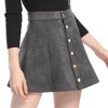 INSPIRE CHIC Women's Faux Suede Button Front A-Line High Waisted Mini Short Skirt - 3 of 4