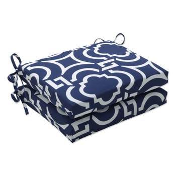 Outdoor 2pc Carmody Squared Corners Seat Cushions Navy - Pillow Perfect