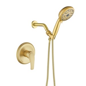 Cobbe Single Handle Wall Mount 10 Settings ABS Shower Hand Shower with 59-Inch Stainless Steel Shower Hose and Valve Brushed Gold - 1 of 4